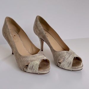 Kate Spade Gold Snakeskin Heels
